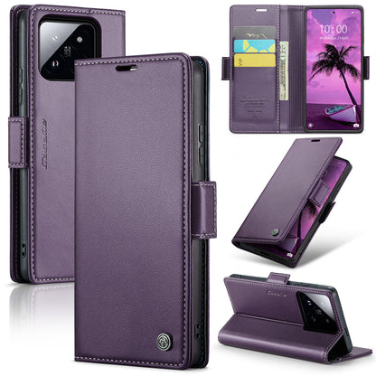 Xiaomi 14 Pro Leather Case - RFID Anti-Theft, Litchi Texture, Wallet & Stand Design