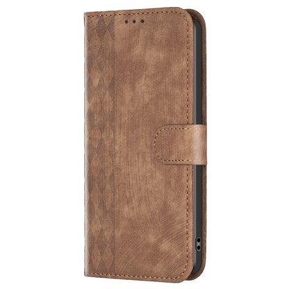 vivo Y11 Case - Embossed Plaid Leather Wallet Cover with Card Slots, Kickstand, and 360 degree Protection