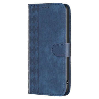 vivo Y11 Case - Embossed Plaid Leather Wallet Cover with Card Slots, Kickstand, and 360 degree Protection