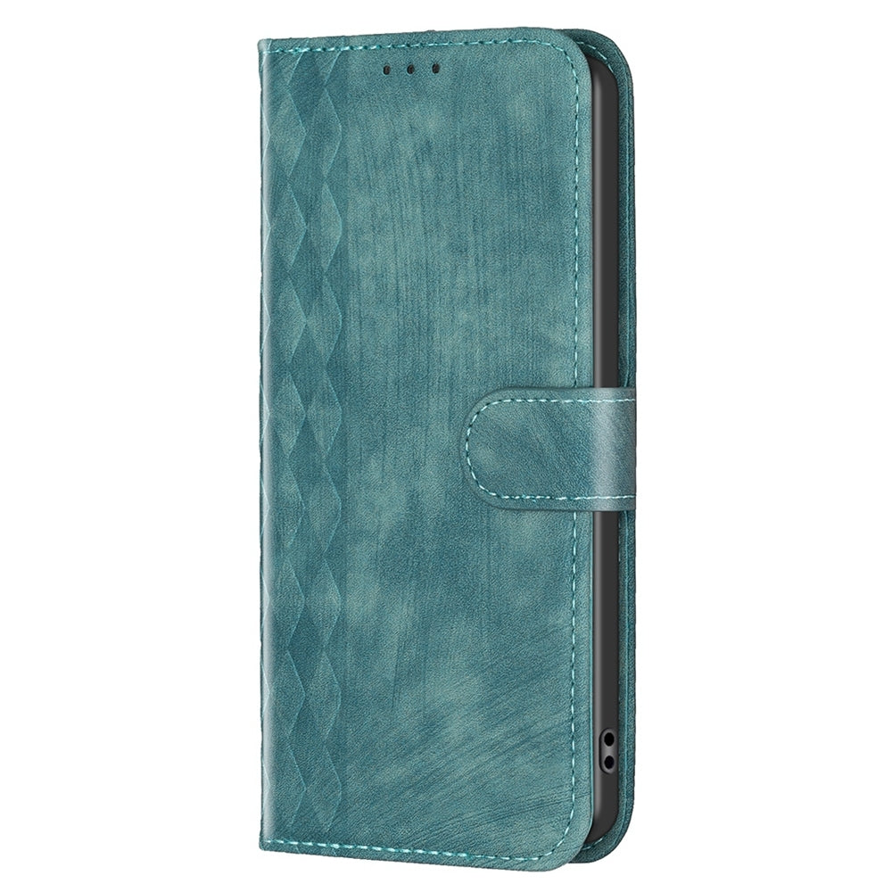 vivo Y15 Case - Embossed Plaid Leather Wallet Cover with Card Slots, Kickstand, and 360 degree Protection