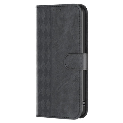 vivo Y11 Case - Embossed Plaid Leather Wallet Cover with Card Slots, Kickstand, and 360 degree Protection