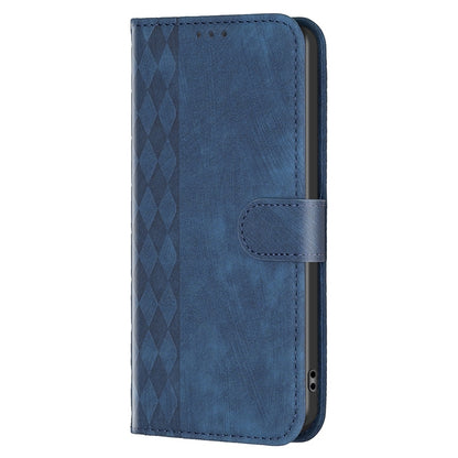 For vivo Y20 Case - Embossed Plaid Leather Wallet Cover with Card Slots, Kickstand, and 360 degree Protection