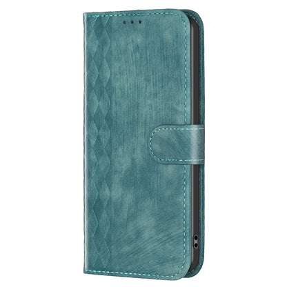 vivo Y31s Case - Embossed Plaid Leather Wallet Cover with Card Slots, Kickstand, and 360 degree Protection