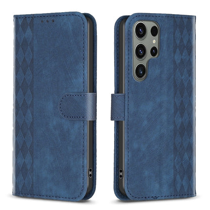 Samsung Galaxy S23 Ultra 5G Case - Embossed Plaid Leather Wallet Cover with Card Slots, Kickstand, and 360 degree Protection