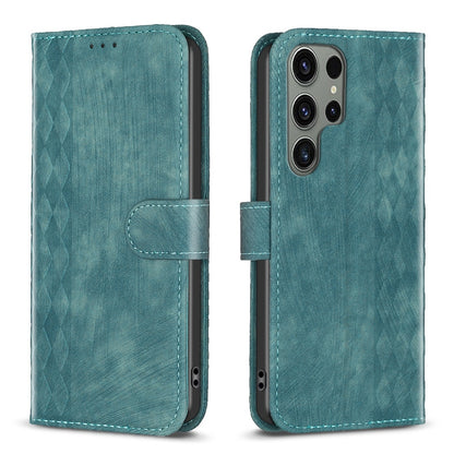 Samsung Galaxy S23 Ultra 5G Case - Embossed Plaid Leather Wallet Cover with Card Slots, Kickstand, and 360 degree Protection