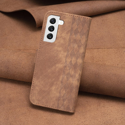 Samsung Galaxy S22+ 5G Case - Embossed Plaid Leather Wallet Cover with Card Slots, Kickstand, and 360 degree Protection