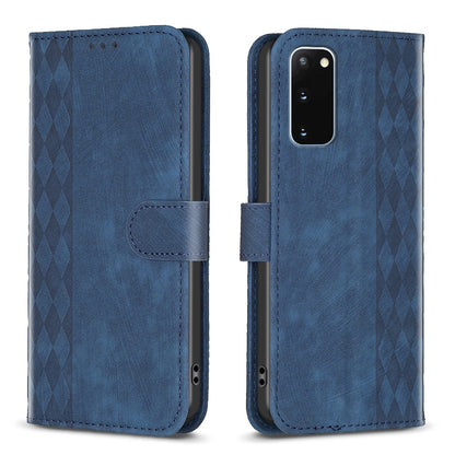 Samsung Galaxy S20 Case - Embossed Plaid Leather Wallet Cover with Card Slots, Kickstand, and 360 degree Protection