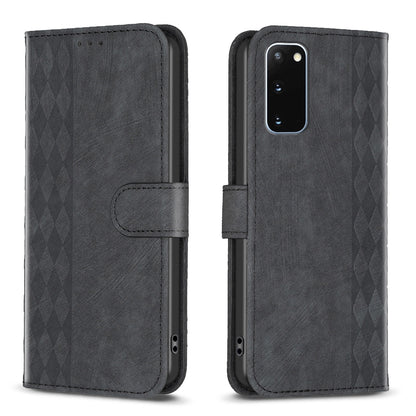 Samsung Galaxy S20 Case - Embossed Plaid Leather Wallet Cover with Card Slots, Kickstand, and 360 degree Protection