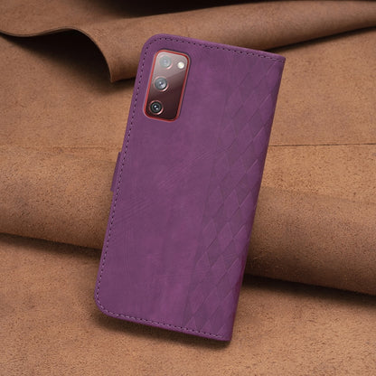 Samsung Galaxy S20 FE Case - Embossed Plaid Leather Wallet Cover with Card Slots, Kickstand, and 360 degree Protection