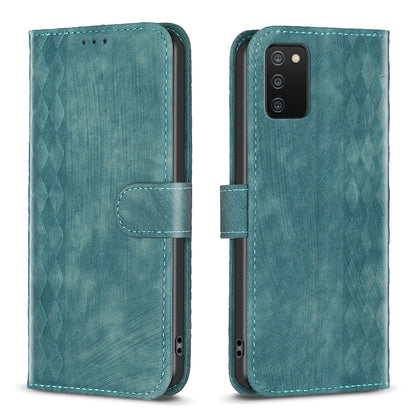 Samsung Galaxy A03s Case - Embossed Plaid Leather Wallet Cover with Card Slots, Kickstand, and 360 degree Protection