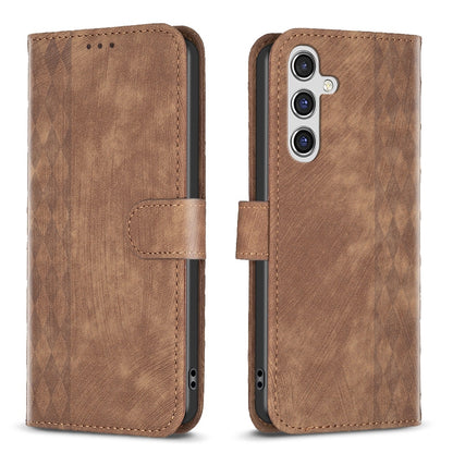Samsung Galaxy A14 4G Case - Embossed Plaid Leather Wallet Cover with Card Slots, Kickstand, and 360 degree Protection