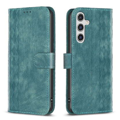 Samsung Galaxy A14 4G Case - Embossed Plaid Leather Wallet Cover with Card Slots, Kickstand, and 360 degree Protection