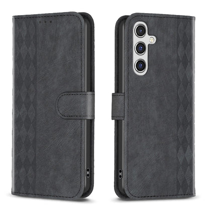 Samsung Galaxy A14 4G Case - Embossed Plaid Leather Wallet Cover with Card Slots, Kickstand, and 360 degree Protection
