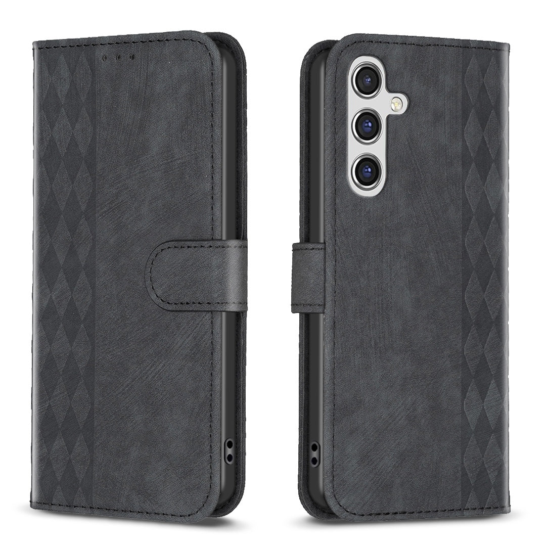 Samsung Galaxy A14 5G Case - Embossed Plaid Leather Wallet Cover with Card Slots, Kickstand, and 360 degree Protection