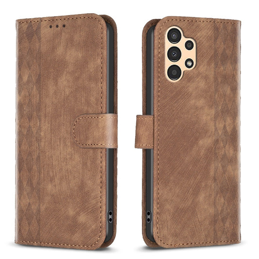 Samsung Galaxy A23 Case - Embossed Plaid Leather Wallet Cover with Card Slots, Kickstand, and 360 degree Protection