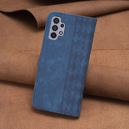 Samsung Galaxy A32 4G Case - Embossed Plaid Leather Wallet Cover with Card Slots, Kickstand, and 360 degree Protection