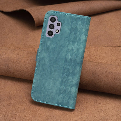 Samsung Galaxy A32 4G Case - Embossed Plaid Leather Wallet Cover with Card Slots, Kickstand, and 360 degree Protection