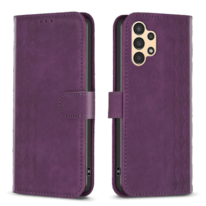 Samsung Galaxy A33 Case - Embossed Plaid Leather Wallet Cover with Card Slots, Kickstand, and 360 degree Protection