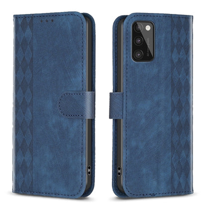 Samsung Galaxy A41 Case - Embossed Plaid Leather Wallet Cover with Card Slots, Kickstand, and 360 degree Protection