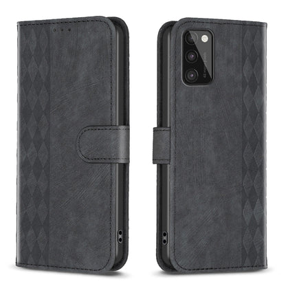 Samsung Galaxy A41 Case - Embossed Plaid Leather Wallet Cover with Card Slots, Kickstand, and 360 degree Protection