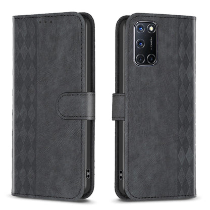 Samsung Galaxy A52 4G Case - Embossed Plaid Leather Wallet Cover with Card Slots, Kickstand, and 360 degree Protection