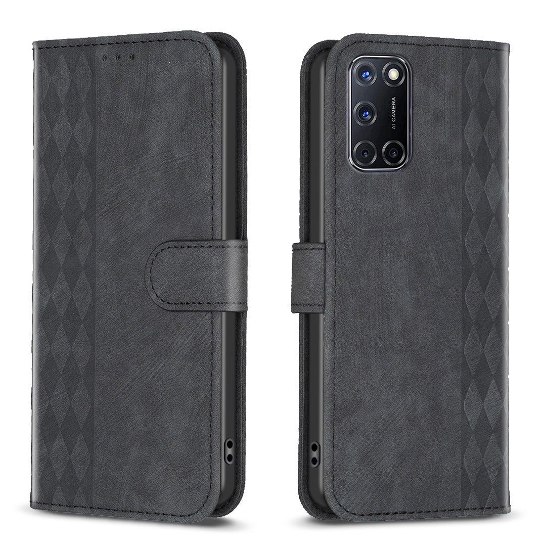 Samsung Galaxy A52 5G Case - Embossed Plaid Leather Wallet Cover with Card Slots, Kickstand, and 360 degree Protection