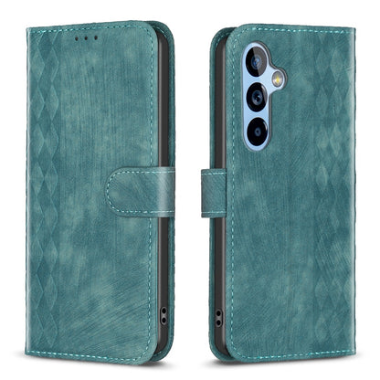 Samsung Galaxy A54 Case - Embossed Plaid Leather Wallet Cover with Card Slots, Kickstand, and 360 degree Protection