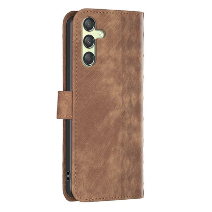 Samsung Galaxy A25 5G Case - Embossed Plaid Leather Wallet Cover with Card Slots, Kickstand, and 360 degree Protection
