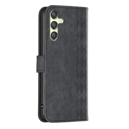 Samsung Galaxy A25 5G Case - Embossed Plaid Leather Wallet Cover with Card Slots, Kickstand, and 360 degree Protection