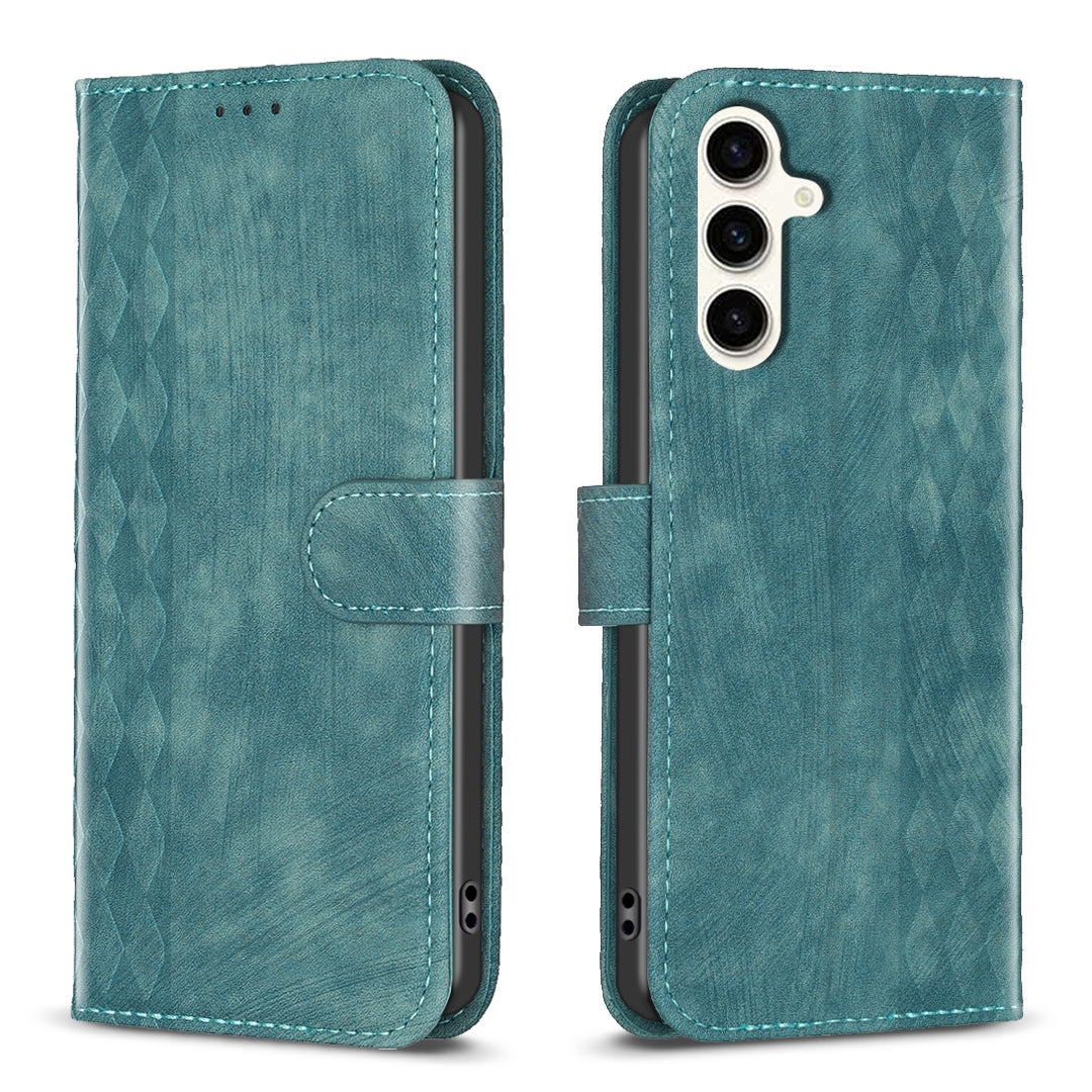 Samsung Galaxy S23 FE 5G Case - Embossed Plaid Leather Wallet Cover with Card Slots, Kickstand, and 360 degree Protection