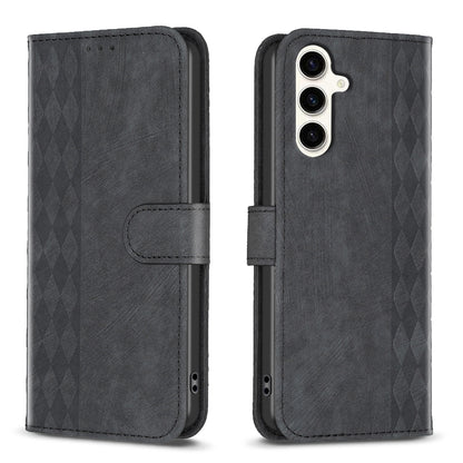 Samsung Galaxy S23 FE 5G Case - Embossed Plaid Leather Wallet Cover with Card Slots, Kickstand, and 360 degree Protection