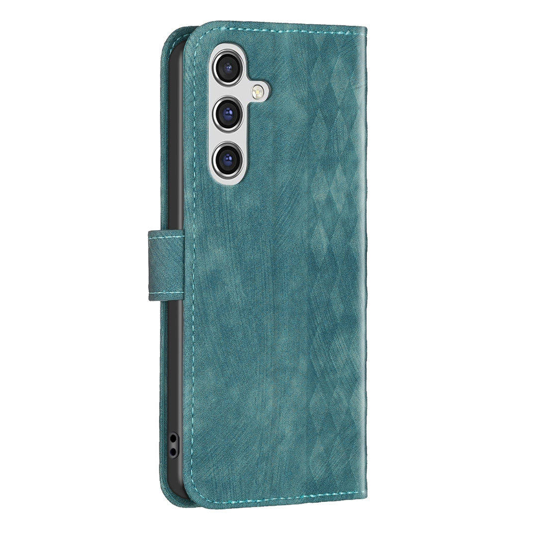 Samsung Galaxy A15 Case - Embossed Plaid Leather Wallet Cover with Card Slots, Kickstand, and 360 degree Protection