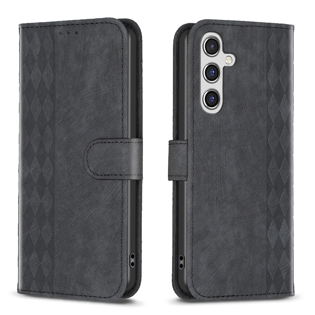 Samsung Galaxy A15 Case - Embossed Plaid Leather Wallet Cover with Card Slots, Kickstand, and 360 degree Protection