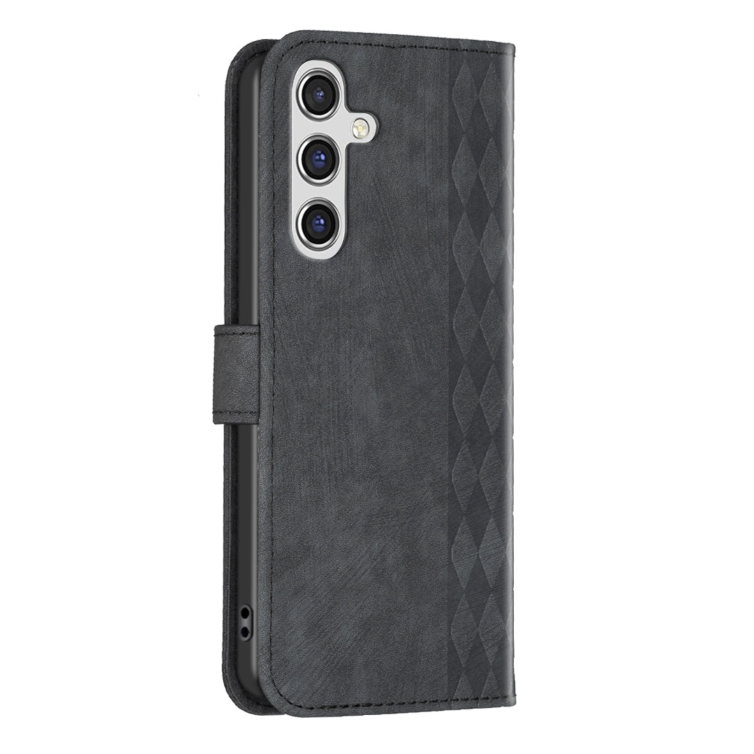 Samsung Galaxy A15 Case - Embossed Plaid Leather Wallet Cover with Card Slots, Kickstand, and 360 degree Protection