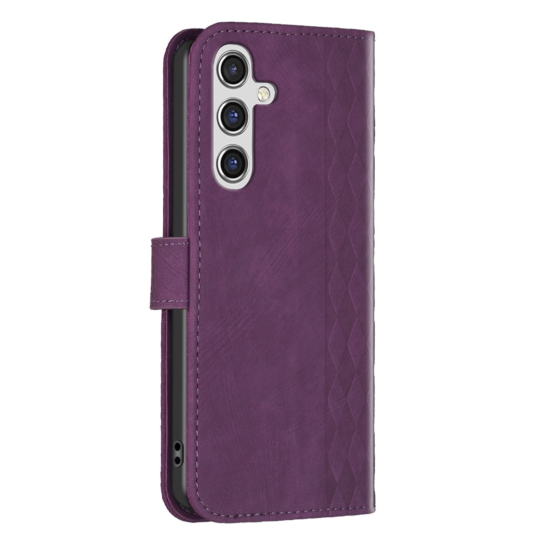 Samsung Galaxy A15 Case - Embossed Plaid Leather Wallet Cover with Card Slots, Kickstand, and 360 degree Protection