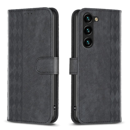 Samsung Galaxy S24+ 5G Case - Embossed Plaid Leather Wallet Cover with Card Slots, Kickstand, and 360 degree Protection