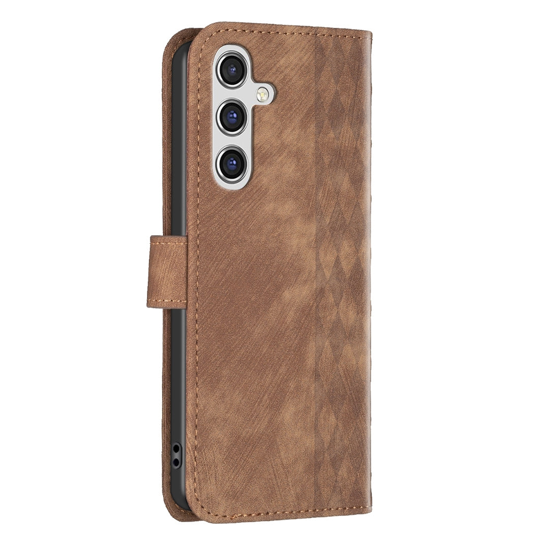 Samsung Galaxy A35 Case - Embossed Plaid Leather Wallet Cover with Card Slots, Kickstand, and 360 degree Protection