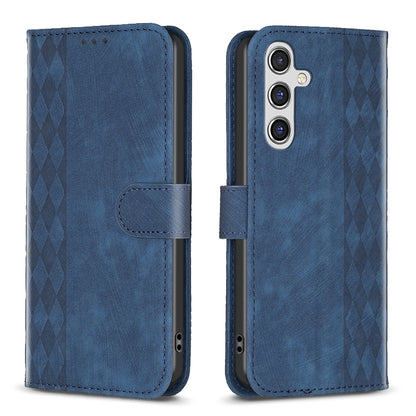 Samsung Galaxy A35 Case - Embossed Plaid Leather Wallet Cover with Card Slots, Kickstand, and 360 degree Protection