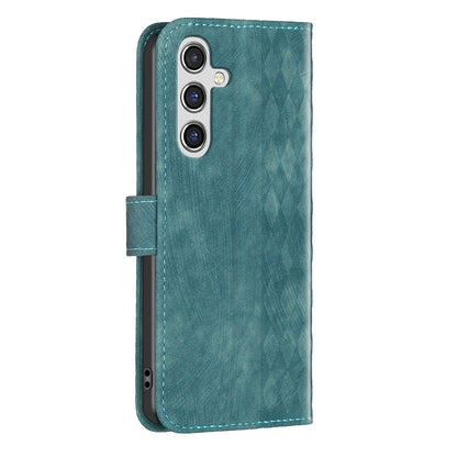 Samsung Galaxy A35 Case - Embossed Plaid Leather Wallet Cover with Card Slots, Kickstand, and 360 degree Protection