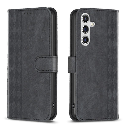 Samsung Galaxy A35 Case - Embossed Plaid Leather Wallet Cover with Card Slots, Kickstand, and 360 degree Protection