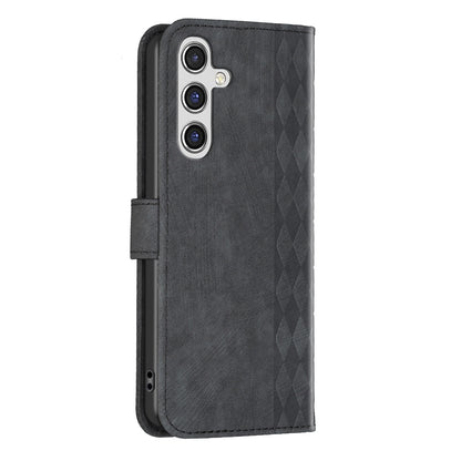 Samsung Galaxy A55 Case - Embossed Plaid Leather Wallet Cover with Card Slots, Kickstand, and 360 degree Protection