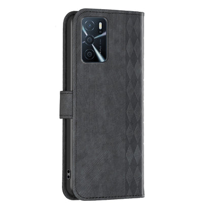OPPO A16 Case - Embossed Plaid Leather Wallet Cover with Card Slots, Kickstand, and 360 degree Protection