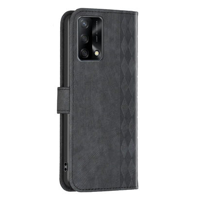 OPPO A74 4G Case - Embossed Plaid Leather Wallet Cover with Card Slots, Kickstand, and 360 degree Protection