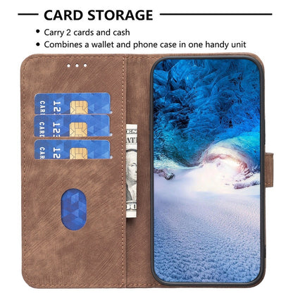 OPPO A54 5G Case - Embossed Plaid Leather Wallet Cover with Card Slots, Kickstand, and 360 degree Protection