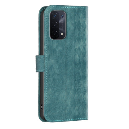 OPPO A93 5G Case - Embossed Plaid Leather Wallet Cover with Card Slots, Kickstand, and 360 degree Protection