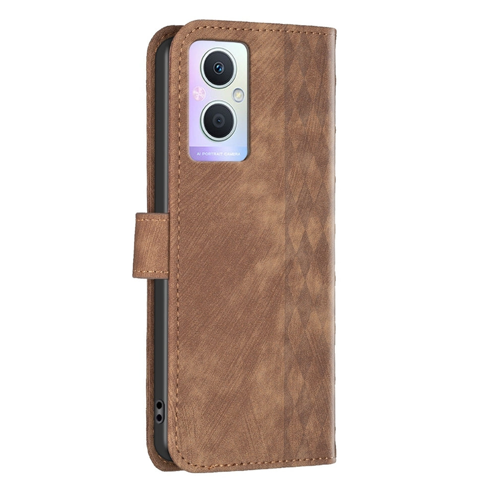 OPPO Reno7 Z Case - Embossed Plaid Leather Wallet Cover with Card Slots, Kickstand, and 360 degree Protection