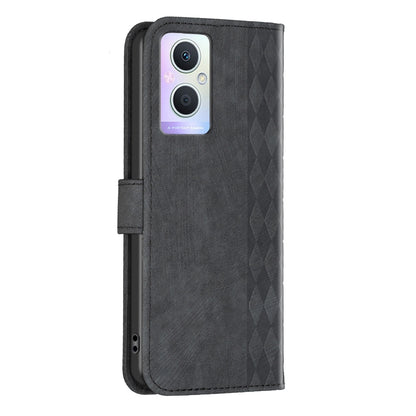 OPPO Reno7 Z Case - Embossed Plaid Leather Wallet Cover with Card Slots, Kickstand, and 360 degree Protection