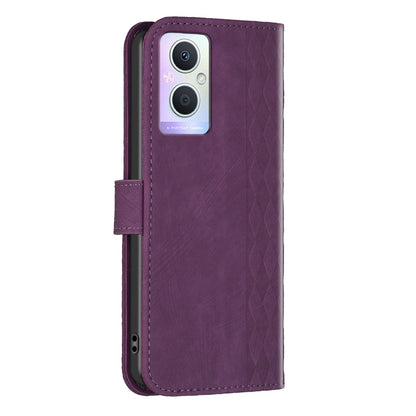 OPPO Reno7 Z Case - Embossed Plaid Leather Wallet Cover with Card Slots, Kickstand, and 360 degree Protection