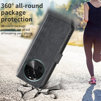 OPPO Find X6 Case - Embossed Plaid Leather Wallet Cover with Card Slots, Kickstand, and 360 degree Protection