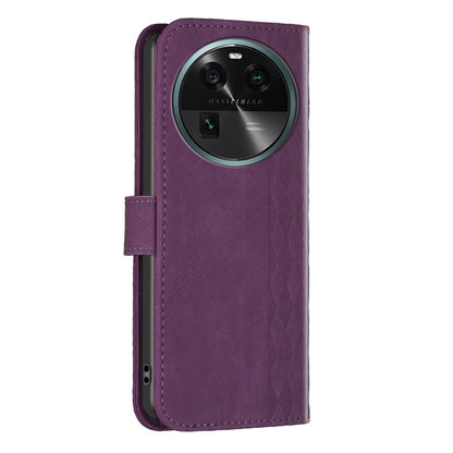 OPPO Find X6 Case - Embossed Plaid Leather Wallet Cover with Card Slots, Kickstand, and 360 degree Protection